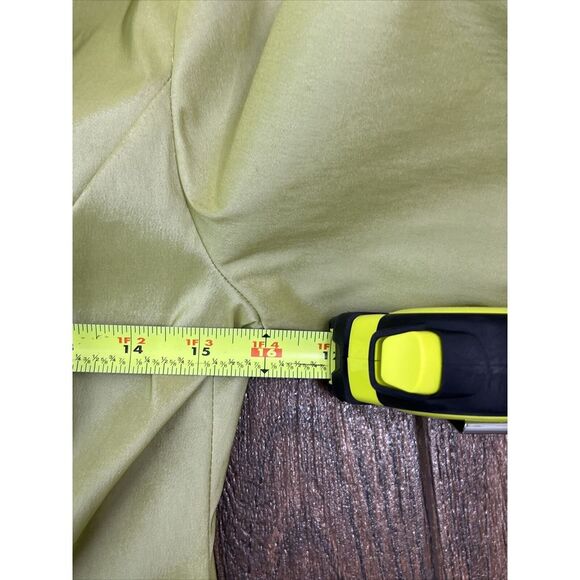SAMUEL DONG LIME GREEN CHARTREUSE BUTTON UP WIRED RUFFLE COLLAR STRETCH SHIRT S - Picture 12 of 15